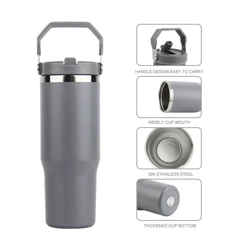 Flip Straw Tumbler with Handle - Image 2